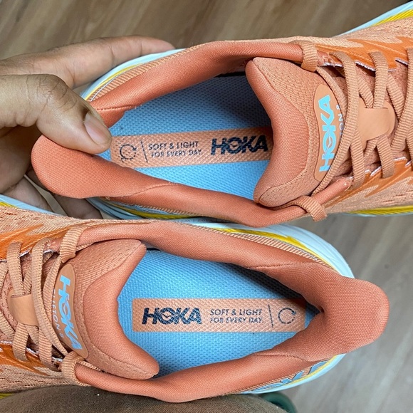 HOKA ONE ONE CLIFTON 8 SUN BAKED SHELL CORAL WOMEN’S RUNNING SNEAKERS SIZE 9.5 - Picture 16 of 17